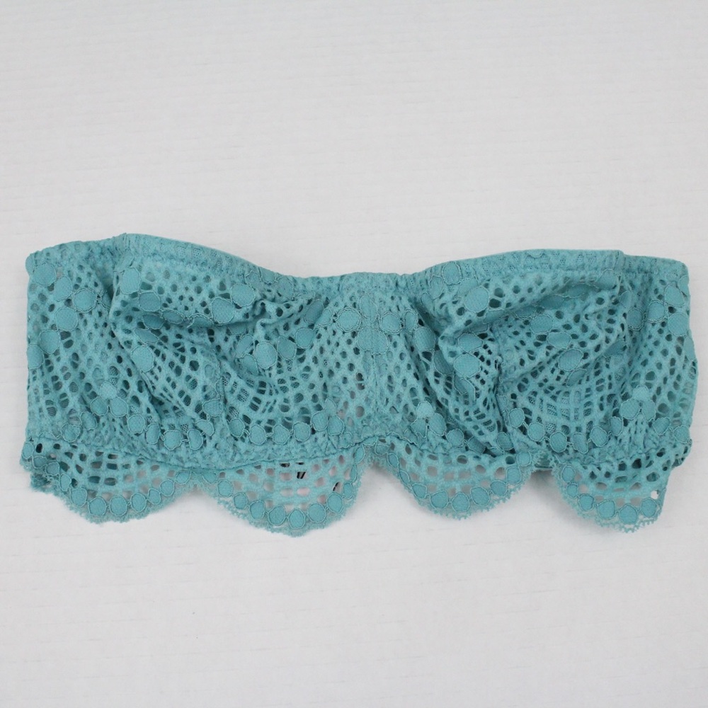 Victoria's Secret Blue Strapless Floral Lace Underwire Bralette Bra Size XS NWT